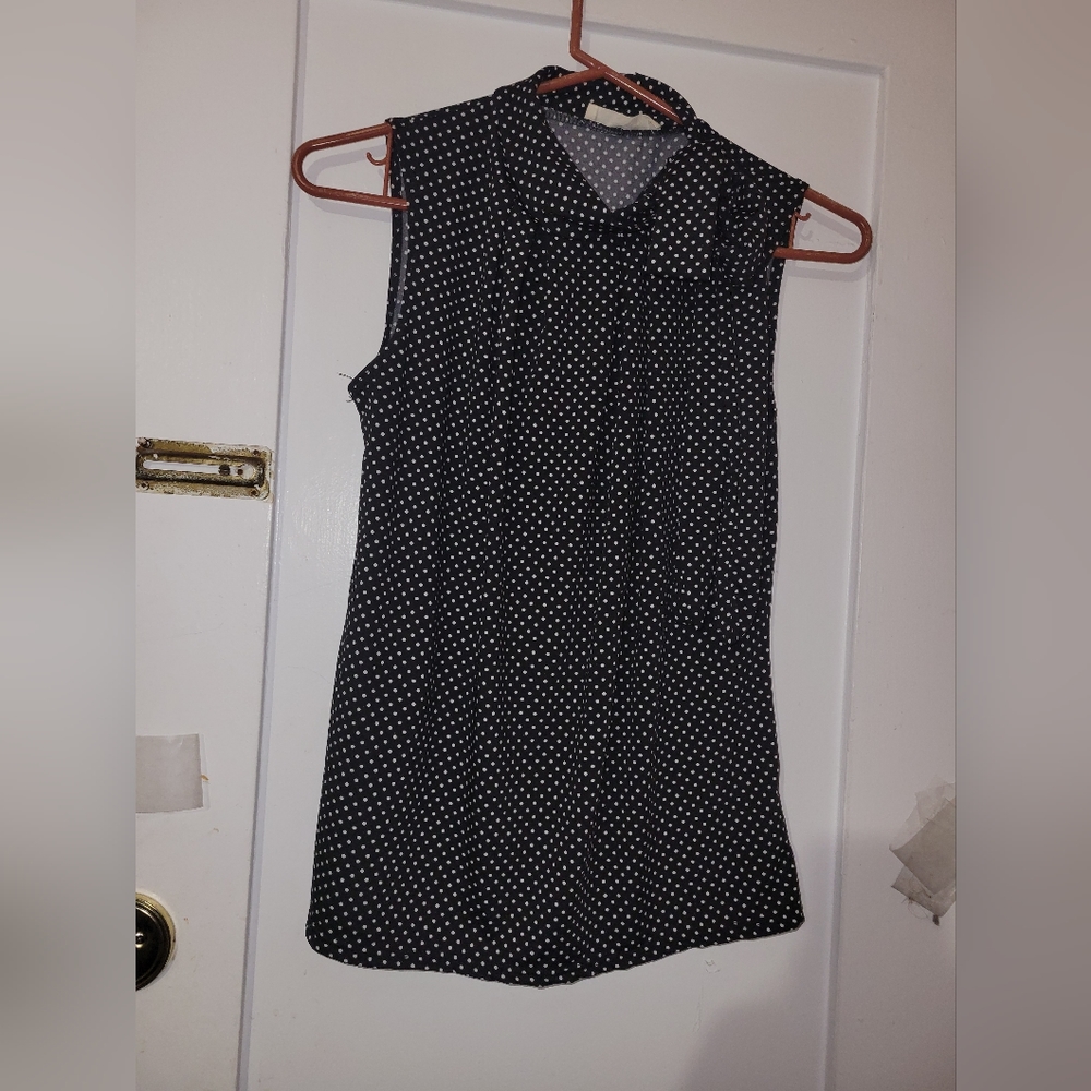 Tiffany & Grey Women Blouse, Sleeveless, Polka Dots, Size S